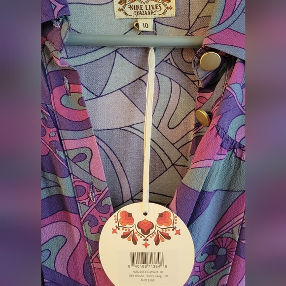 Nine Lives Bazaar - Edie Blouse in Berry Bang, size AU10 - Picture 10 of 14